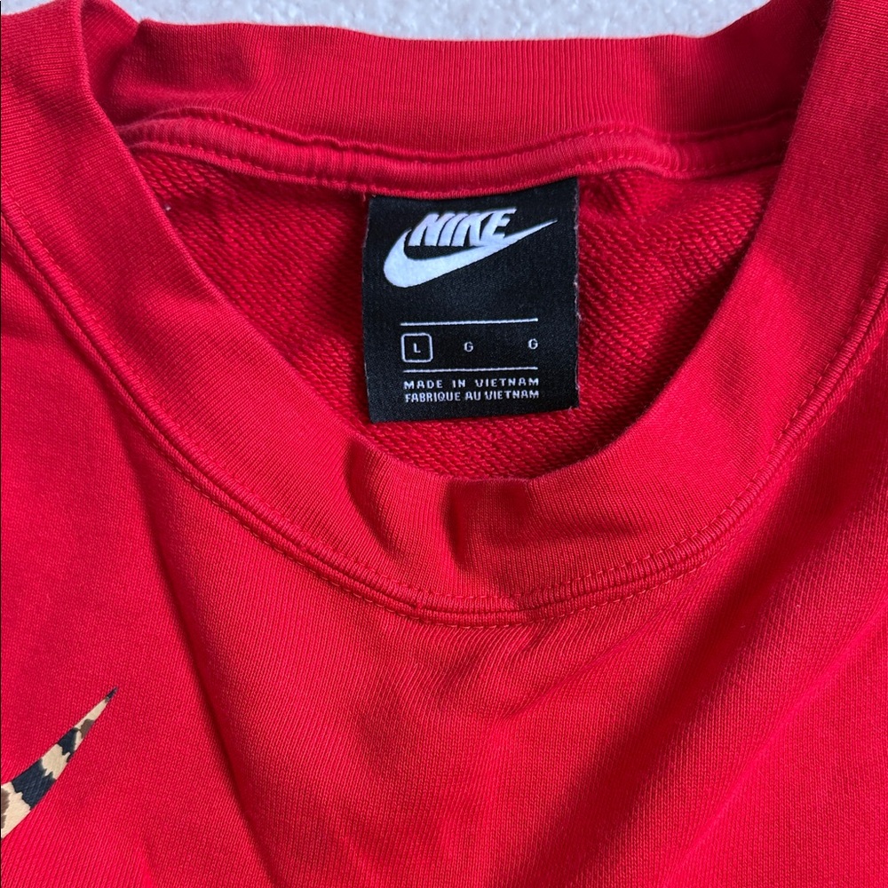 Nike Red Crewneck with Leopard Swoosh - Picture 2 of 4